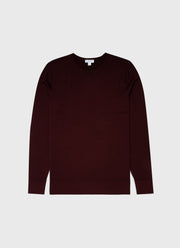 Men's Extra-Fine Merino Crew Neck in Maroon