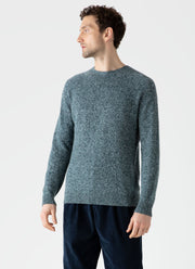 Men's Lambswool Crew Neck Jumper in Green Sage Twist