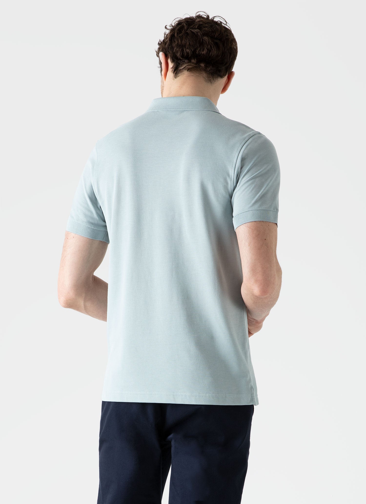 Men's Piqué Polo Shirt in Blue Sage