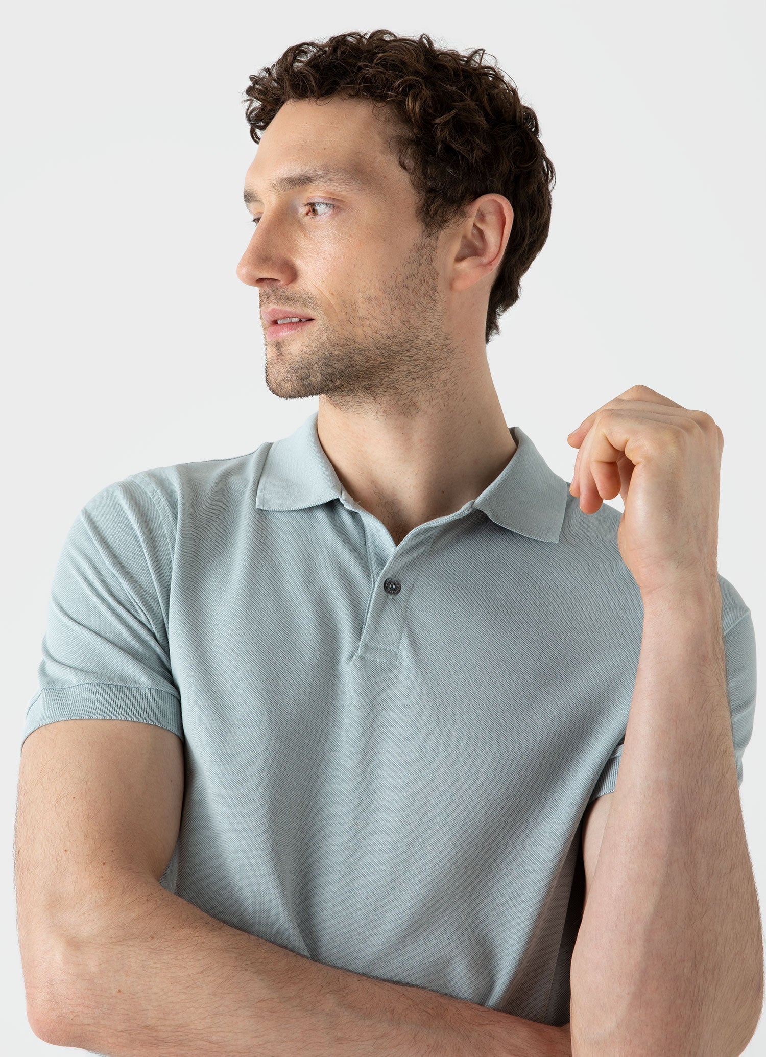 Men's Piqué Polo Shirt in Blue Sage