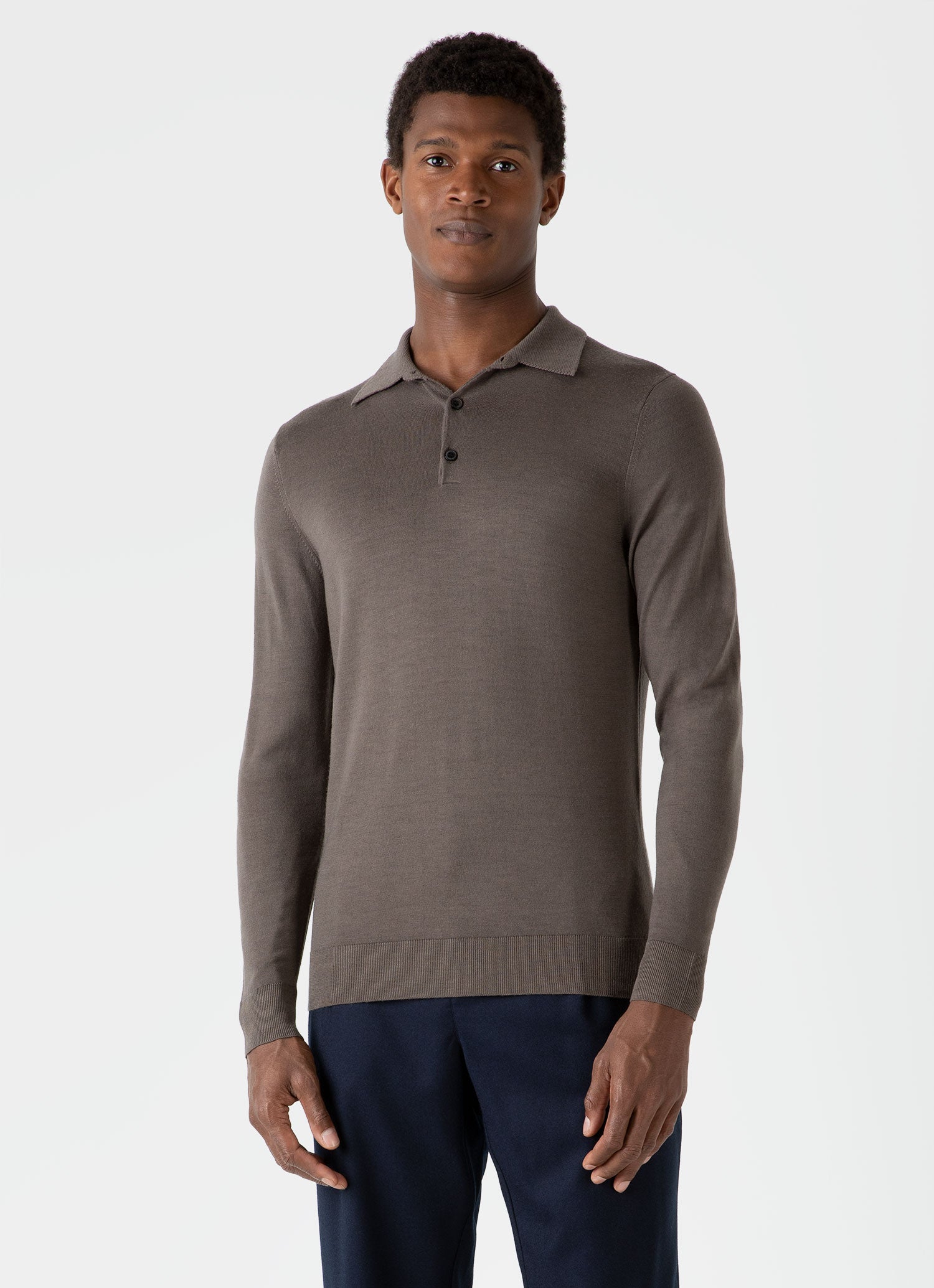 Men's Extra-Fine Merino Polo Shirt in Cedar