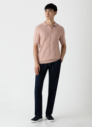 Men's Knit Polo Shirt in Shell Pink