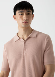 Men's Knit Polo Shirt in Shell Pink