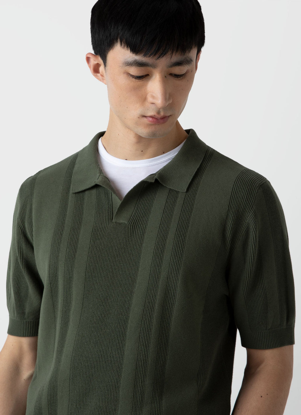 Men's Rib Knit Polo Shirt in Hunter Green