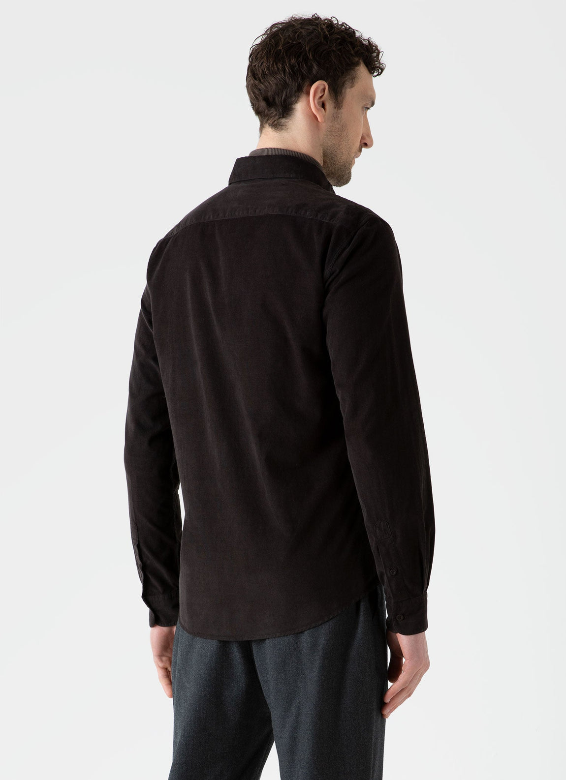 Men's Fine Cord Shirt in Coffee