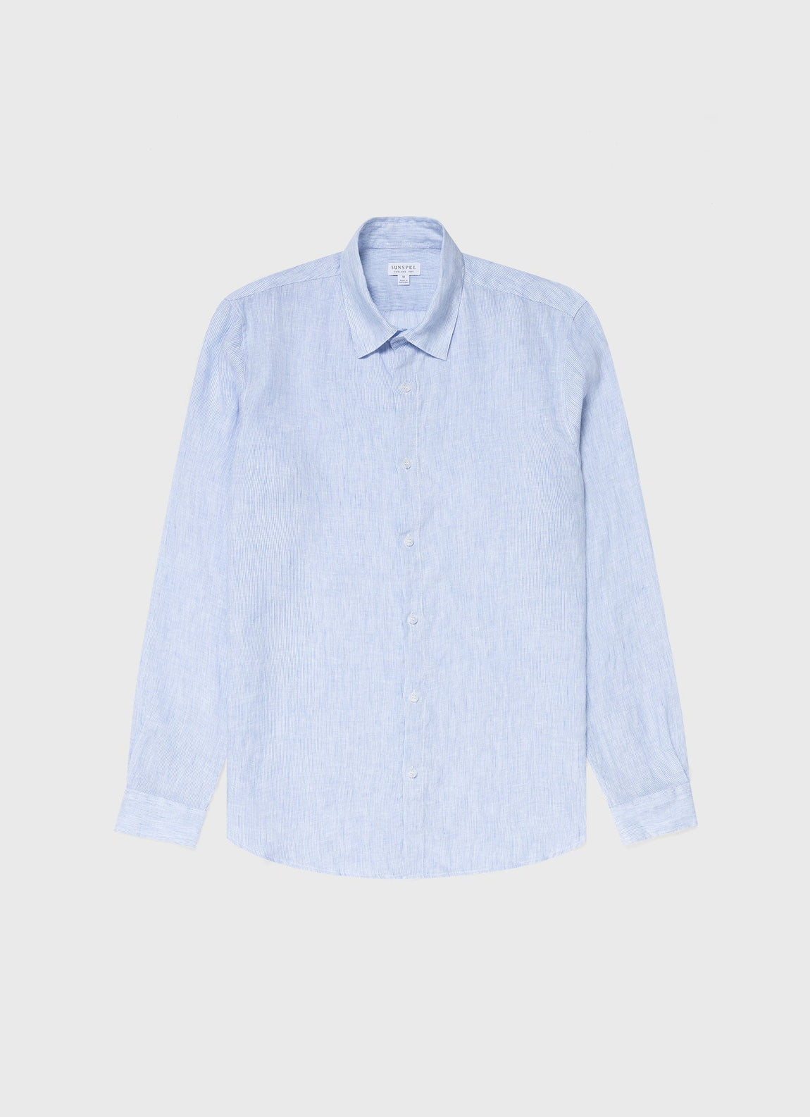 Men's Linen Shirt in Cool Blue Micro Stripe