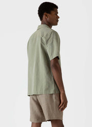 Men's Cotton Linen Shirt in Hunter Green Melange