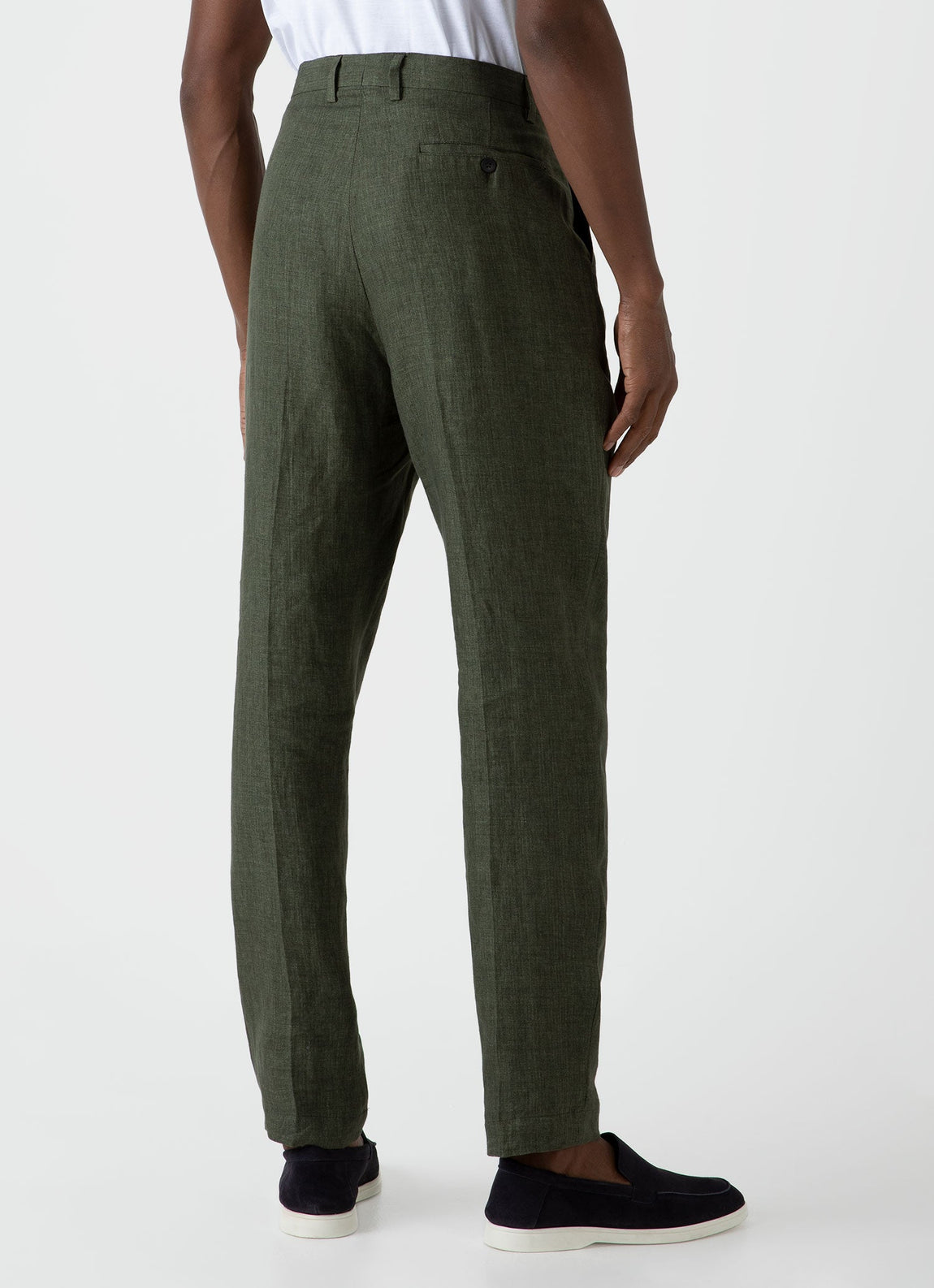 Men's Pleated Linen Trouser in Hunter Green