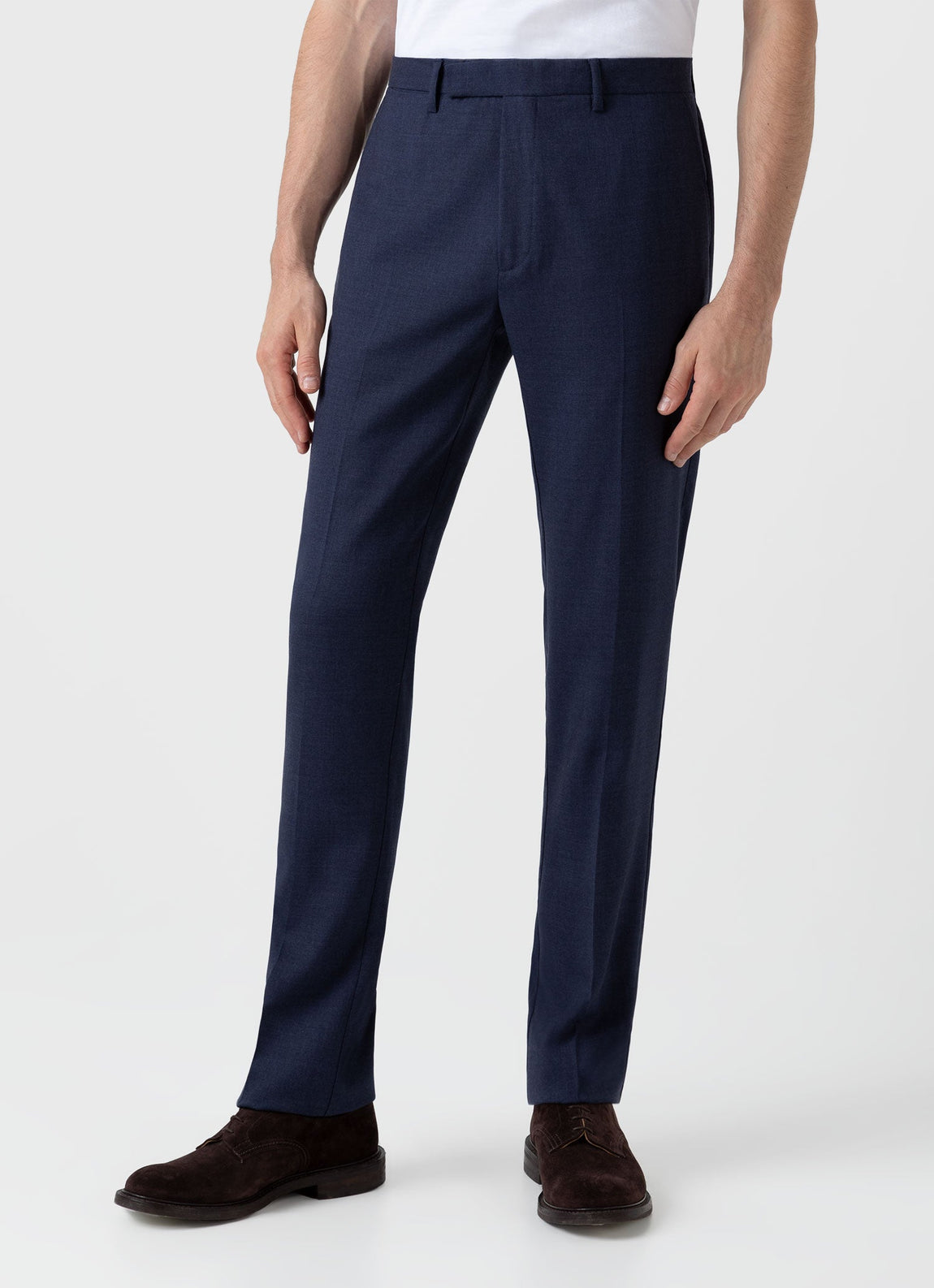 Men's Slim Fit Wool Trouser in Blue Melange