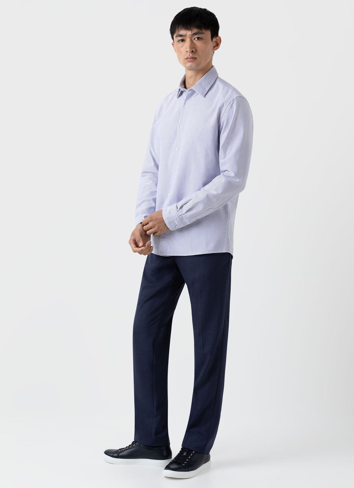 Men's Slim Fit Wool Trouser in Blue Melange