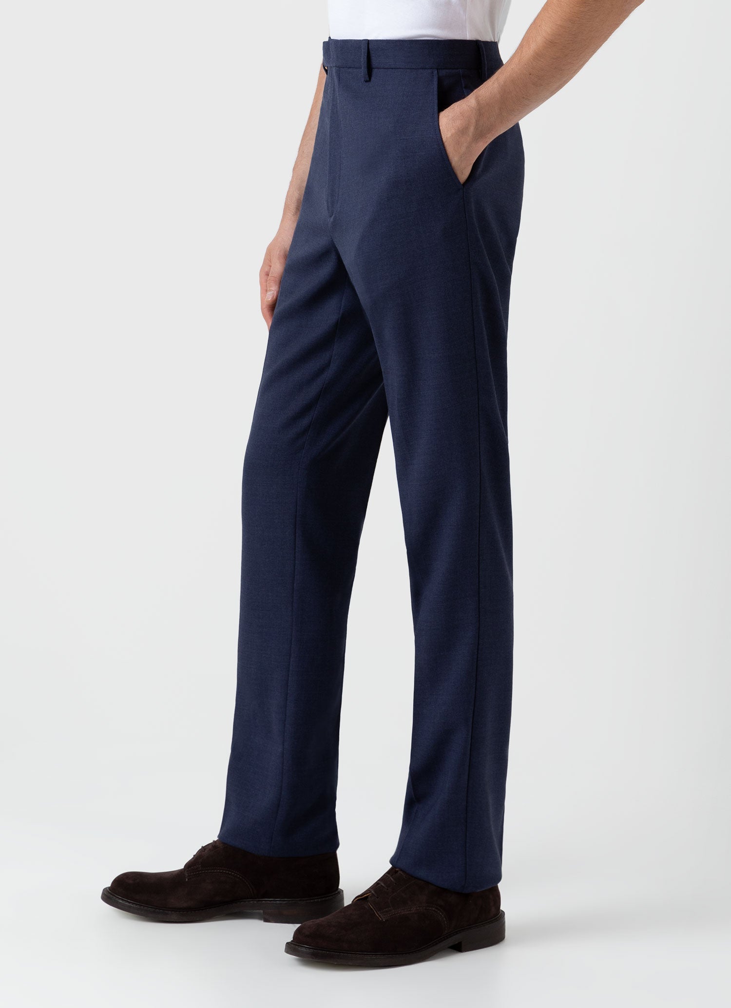 Men's Slim Fit Wool Trouser in Blue Melange