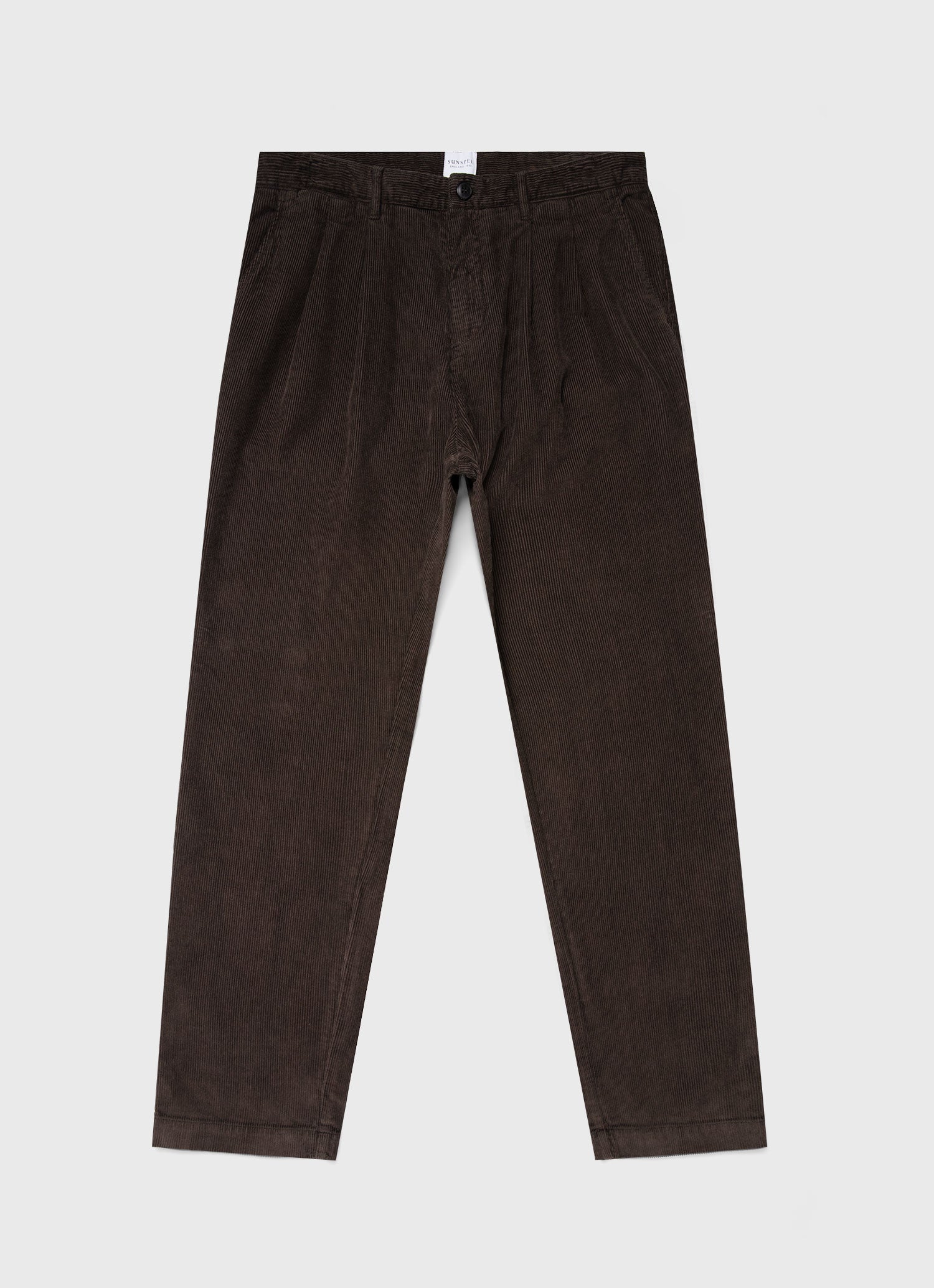 Men's Double Pleat Corduroy Trouser in Coffee