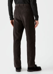 Men's Double Pleat Corduroy Trouser in Coffee