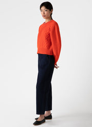 Women's Lambswool Cable Knit Jumper in Magma