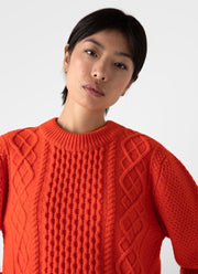 Women's Lambswool Cable Knit Jumper in Magma